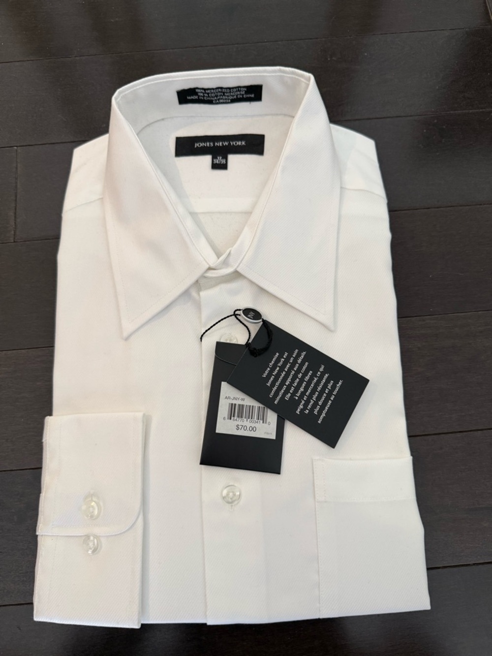 Jones New York Men's White Point-Collar Dress Shirt